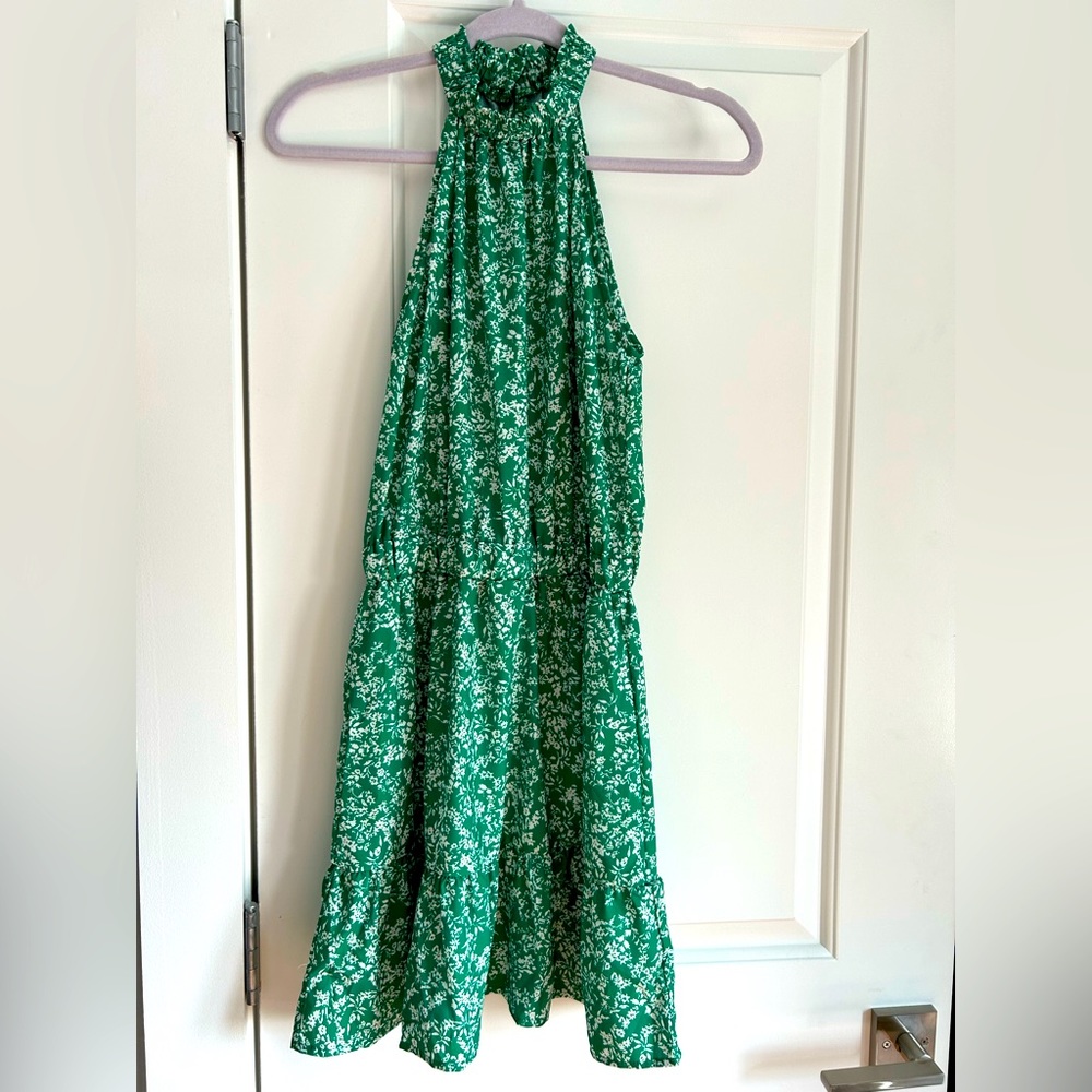 Floral high neck mini dress